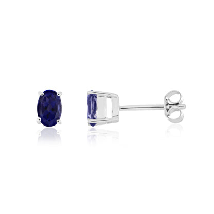 Elegant Oval-Cut Gemstone Stud Earrings