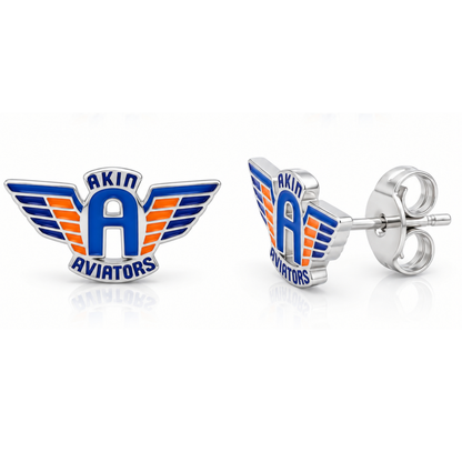 Akin Spirit Aviator Wing Logo Enamel Stud Earrings