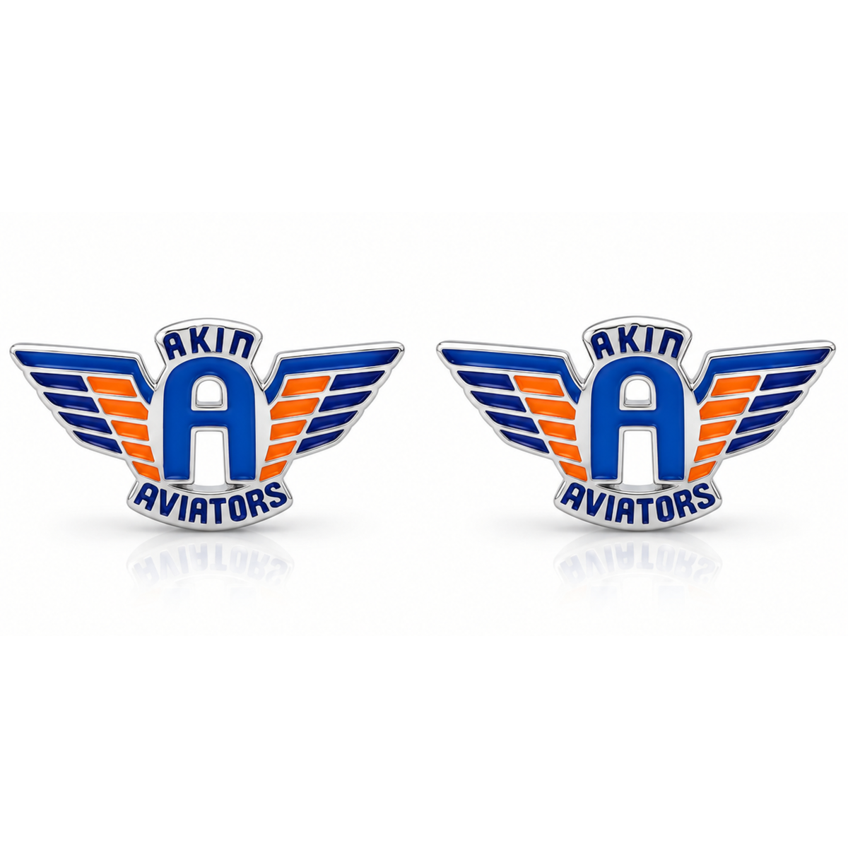 Akin Spirit Aviator Wing Logo Enamel Stud Earrings