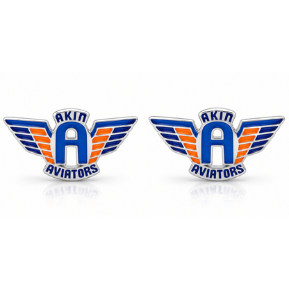 Akin Spirit Aviator Wing Logo Enamel Stud Earrings