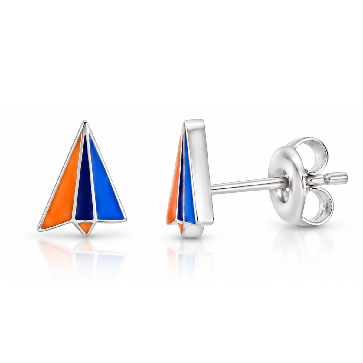 Akin Spirit Enamel Paper Plane Stud Earrings