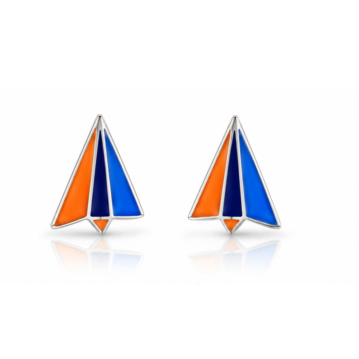 Akin Spirit Enamel Paper Plane Stud Earrings