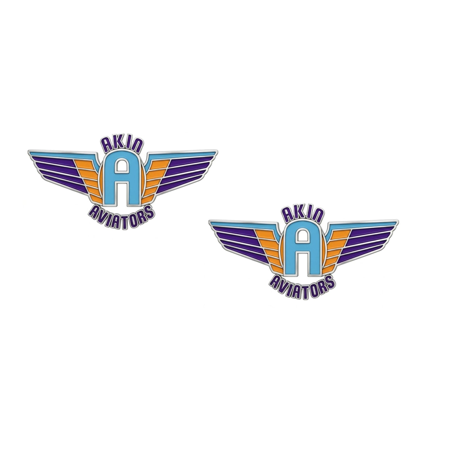 Akin Spirit Aviator Wing Logo Stud Earrings with Enamel