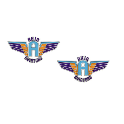 Akin Spirit Aviator Wing Logo Stud Earrings with Enamel