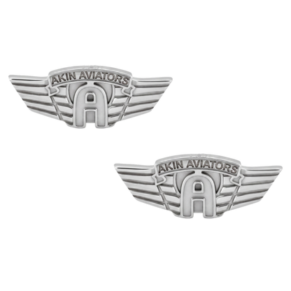 Akin Spirit Aviator Wing Logo Stud Earrings with Oxidized