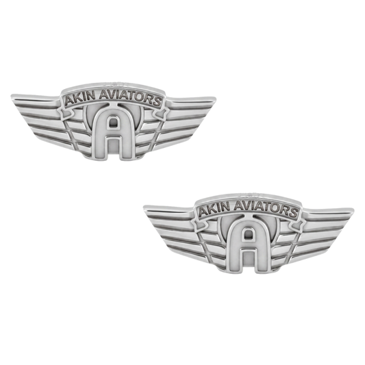 Akin Spirit Aviator Wing Logo Stud Earrings with Oxidized