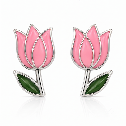 Elegant Tulip Flower Stud Earrings