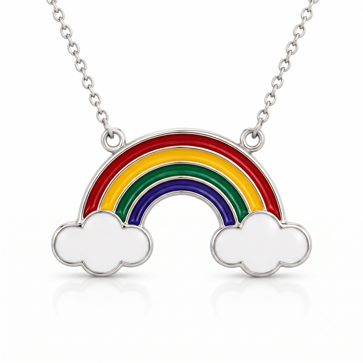Rainbow & Cloud Kids Necklace – Colorful Enamel Rainbow Necklace