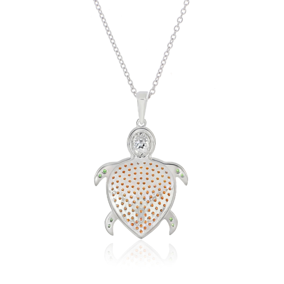 925 Sterling Silver Turtle Gemstone Pendant