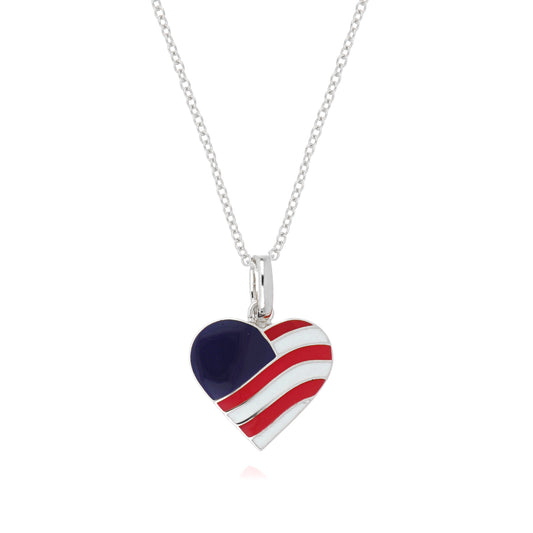 Patriotic Heart Flag Enamel Pendant