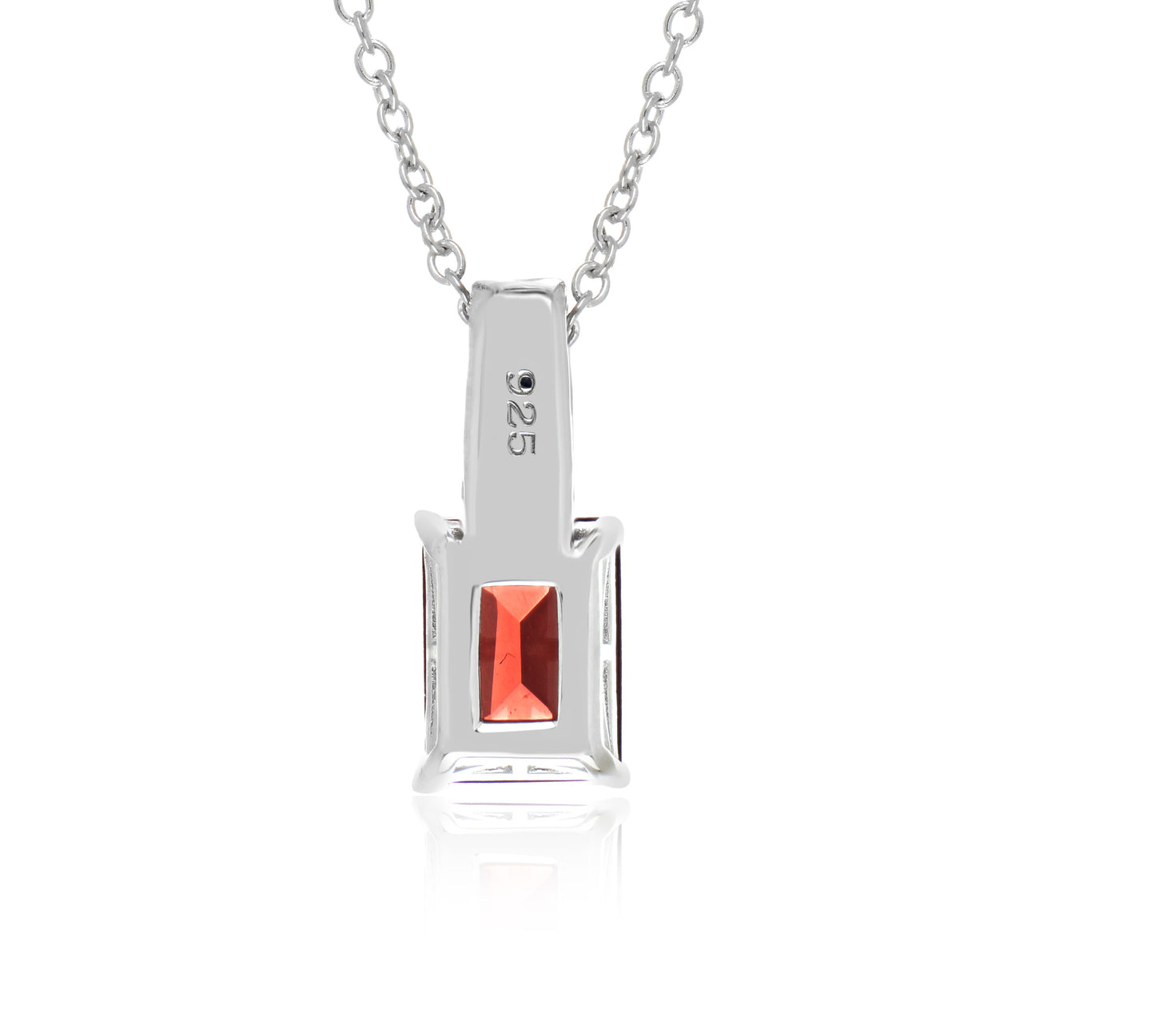 Red Garnet Octagon Pendant with Chain
