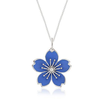 Blue Floral Enamel Pendant