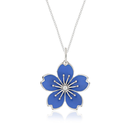 Blue Floral Enamel Pendant
