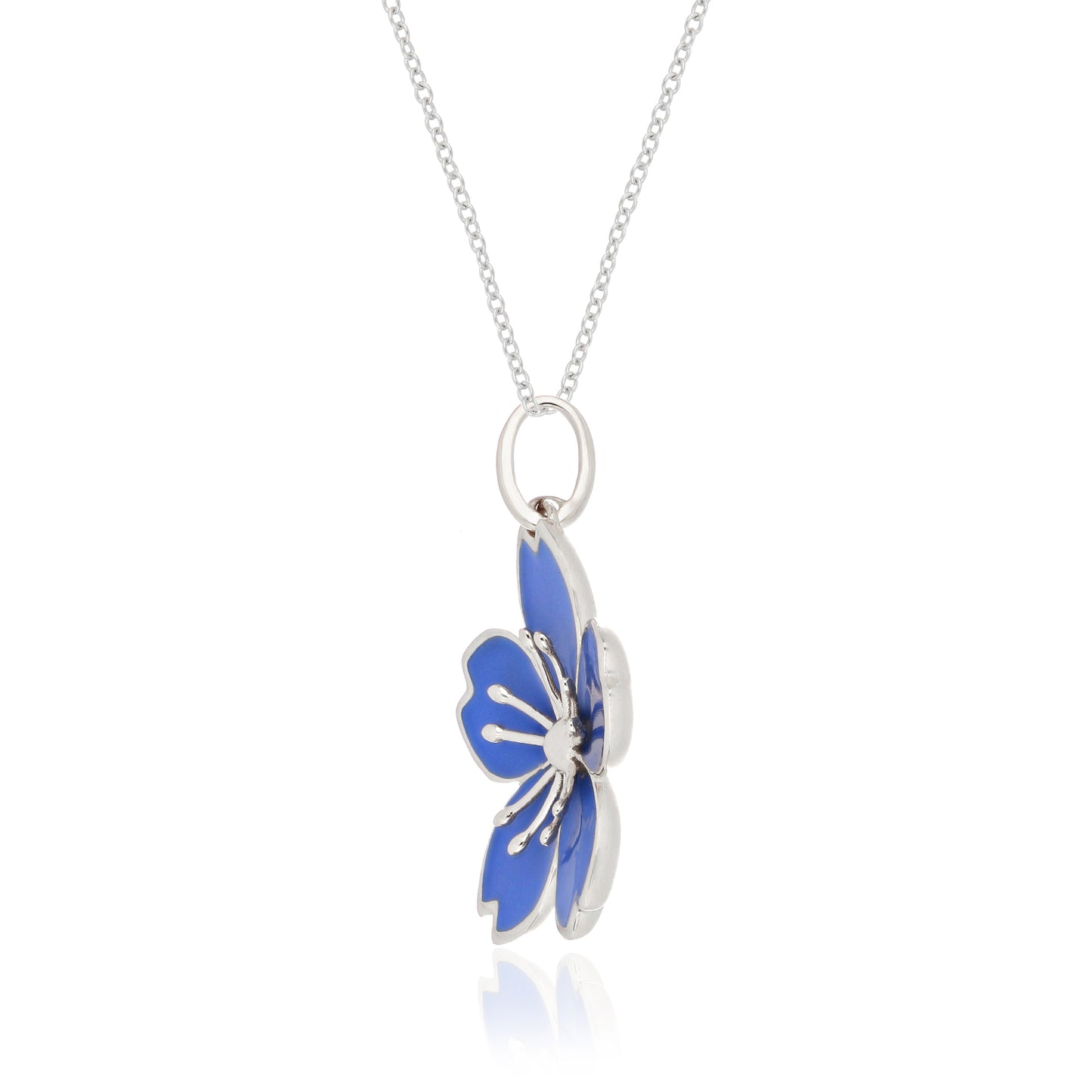 Blue Floral Enamel Pendant
