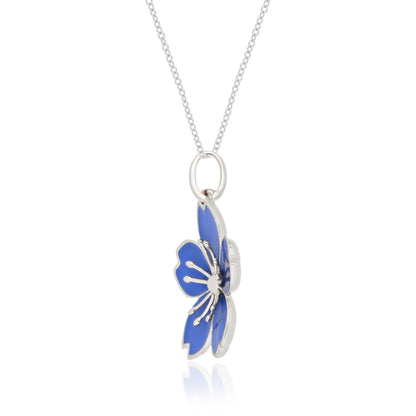 Blue Floral Enamel Pendant