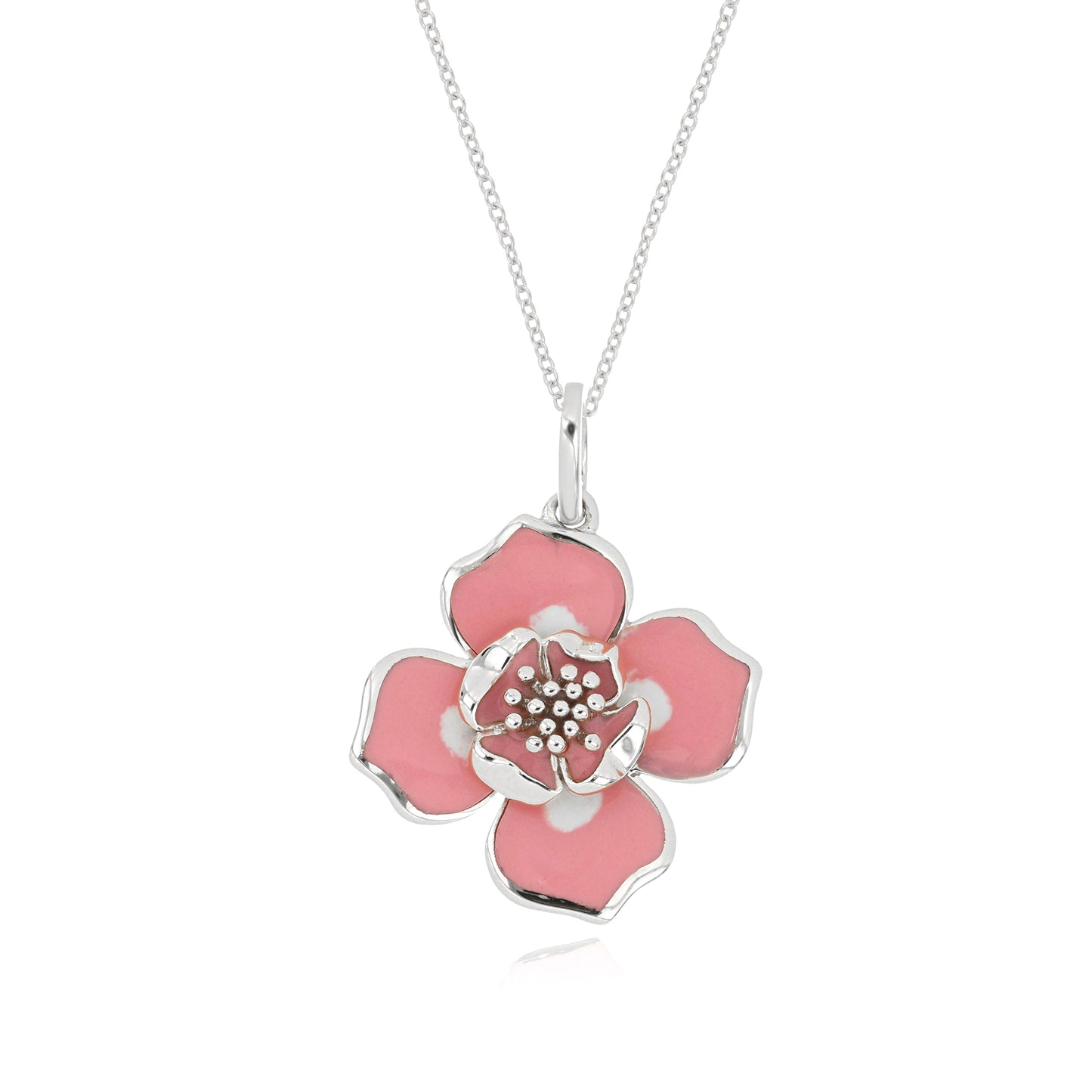 Pink Floral Enamel Pendant