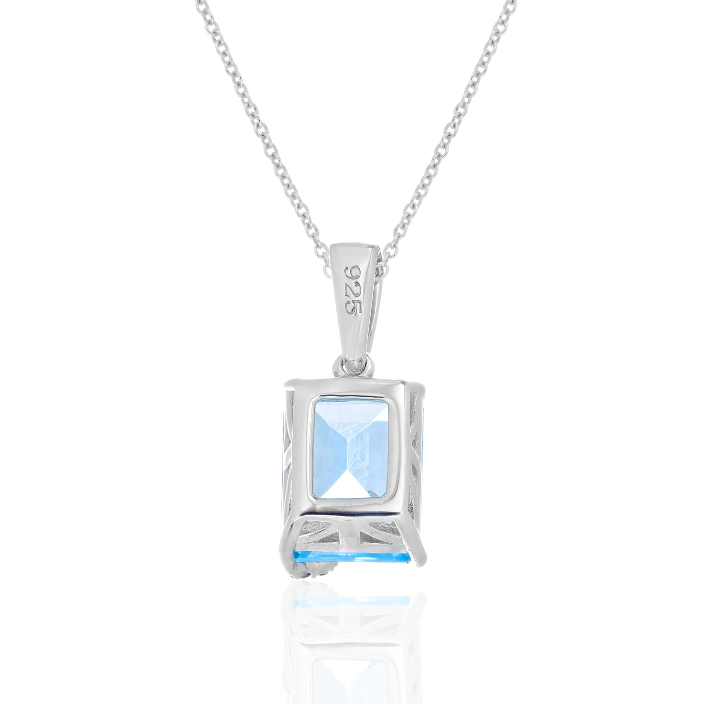 Blue Topaz & Blue Sapphire Octagon Pendant with Chain