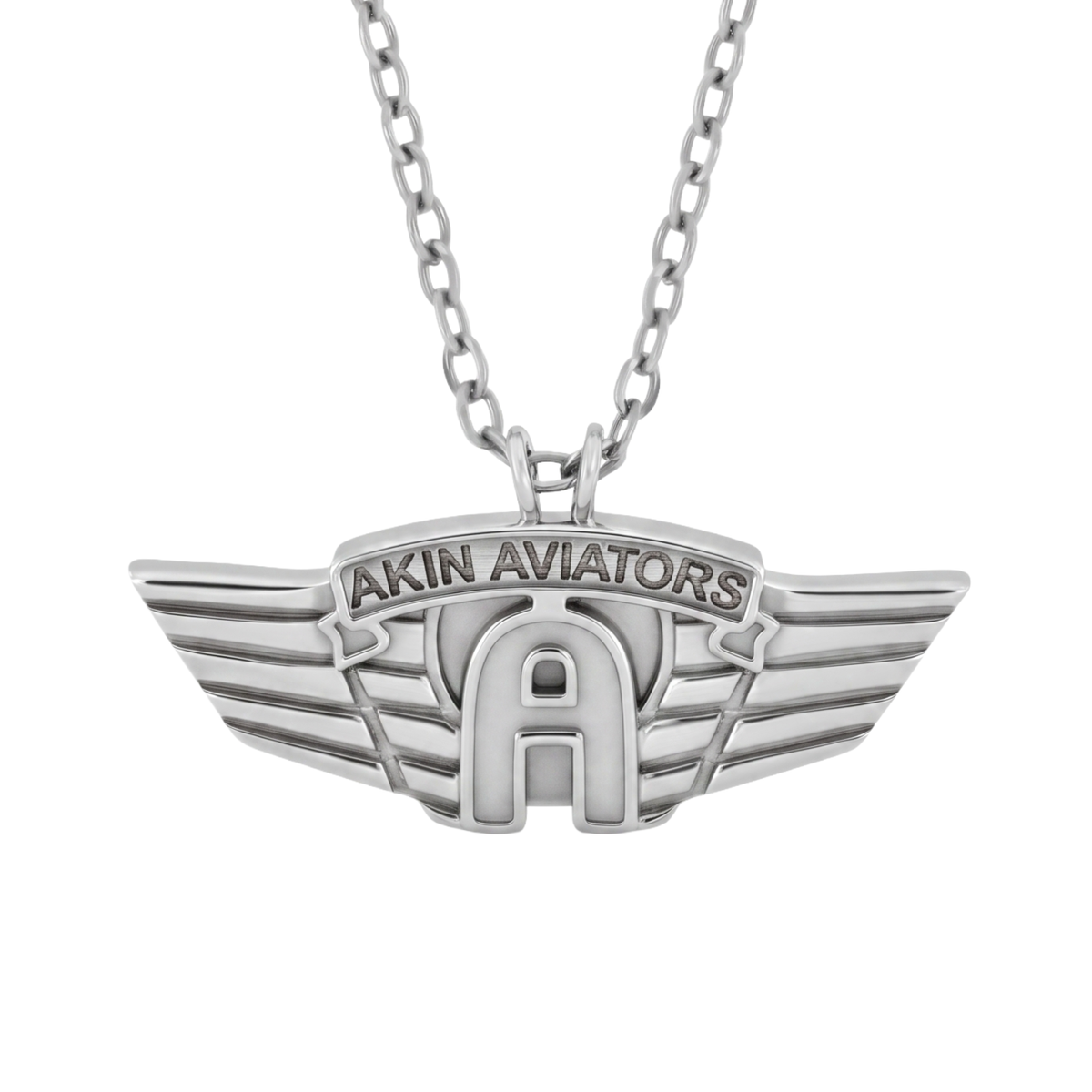 Akin Spirit Aviators Wing Logo Pendant with Oxidized