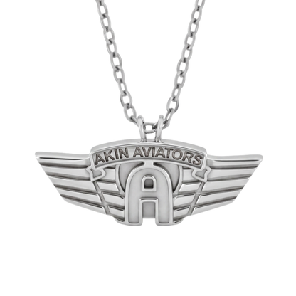 Akin Spirit Aviators Wing Logo Pendant with Oxidized
