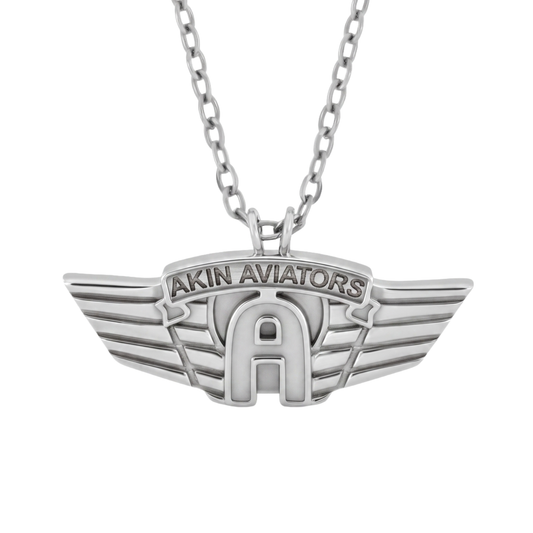 Akin Spirit Aviators Wing Logo Pendant with Oxidized