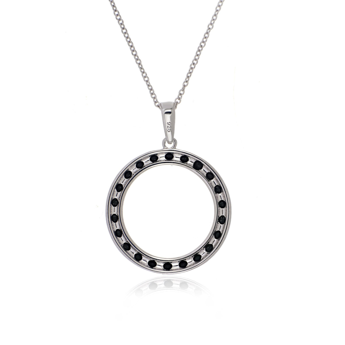 925 Sterling Silver Round-Cut Gemstone Circle Pendant