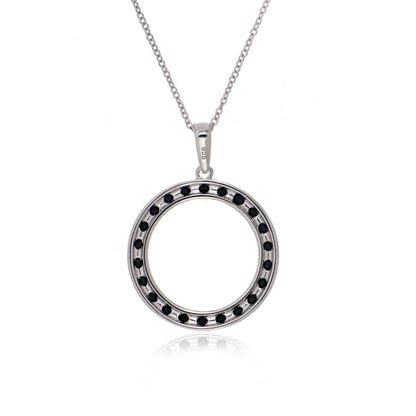 925 Sterling Silver Round-Cut Gemstone Circle Pendant