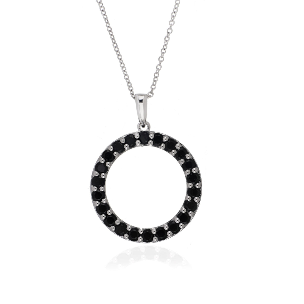 925 Sterling Silver Round-Cut Gemstone Circle Pendant