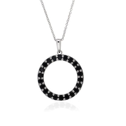 925 Sterling Silver Round-Cut Gemstone Circle Pendant
