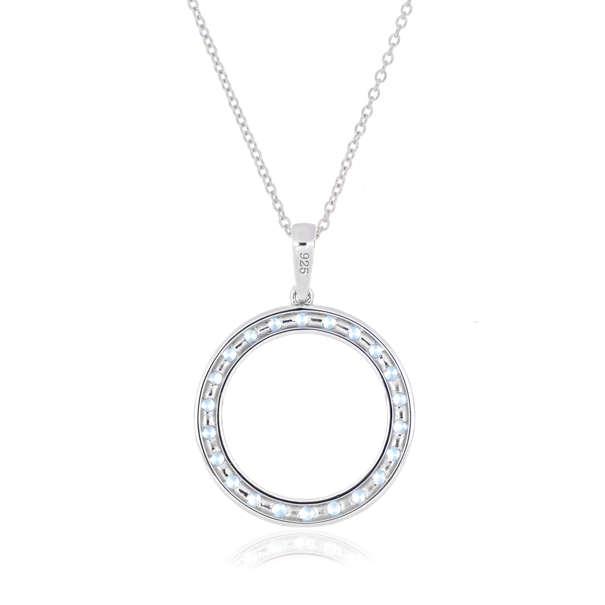 925 Sterling Silver Round-Cut Gemstone Circle Pendant
