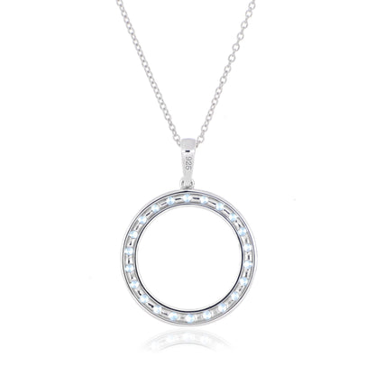 925 Sterling Silver Round-Cut Gemstone Circle Pendant