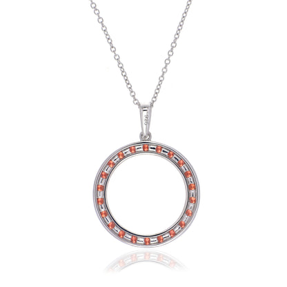 925 Sterling Silver Round-Cut Gemstone Circle Pendant