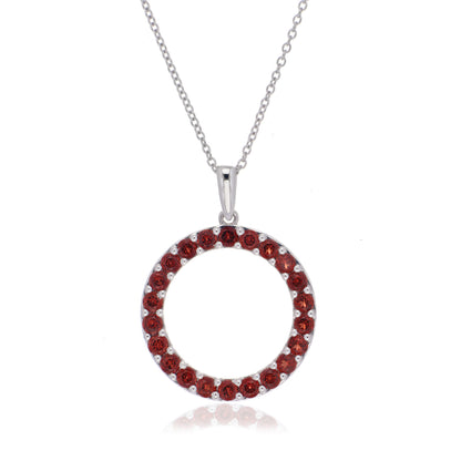 925 Sterling Silver Round-Cut Gemstone Circle Pendant