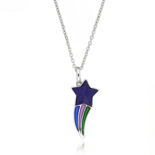 Rainbow Star Kids Pendant – Blue Star with Multicolor Enamel Charm