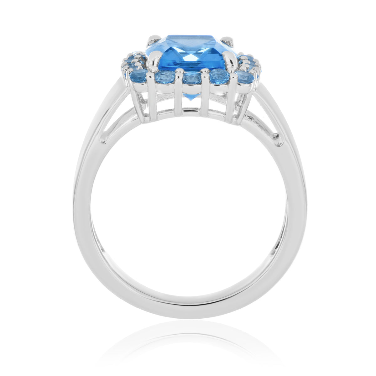 925 Sterling Silver Cushion and Round Gemstone Halo Statement Ring