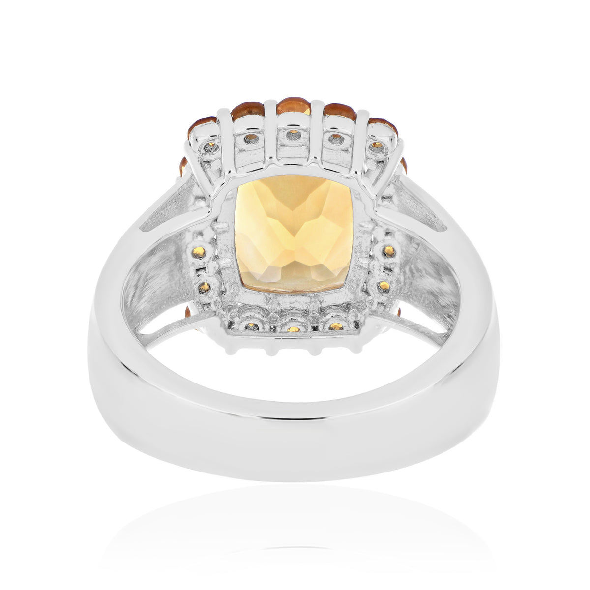 925 Sterling Silver Cushion and Round Gemstone Halo Statement Ring
