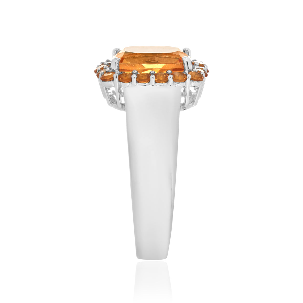 925 Sterling Silver Cushion and Round Gemstone Halo Statement Ring