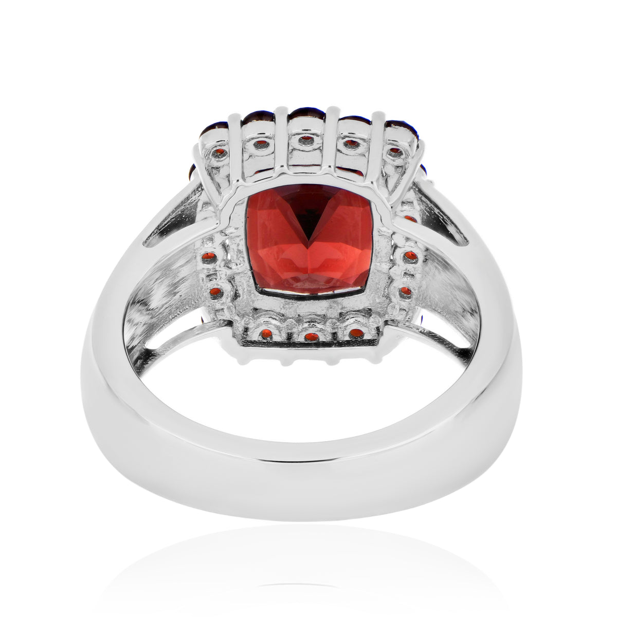 925 Sterling Silver Cushion and Round Gemstone Halo Statement Ring