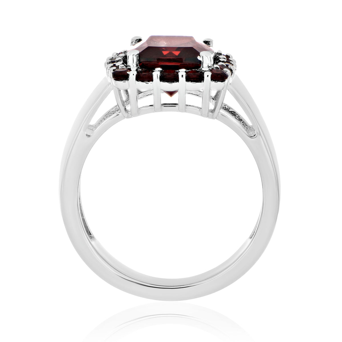 925 Sterling Silver Cushion and Round Gemstone Halo Statement Ring