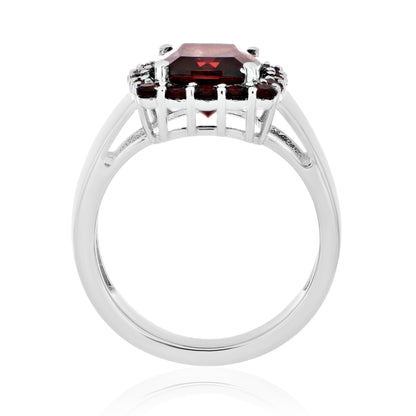 925 Sterling Silver Cushion and Round Gemstone Halo Statement Ring