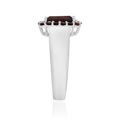 925 Sterling Silver Cushion and Round Gemstone Halo Statement Ring