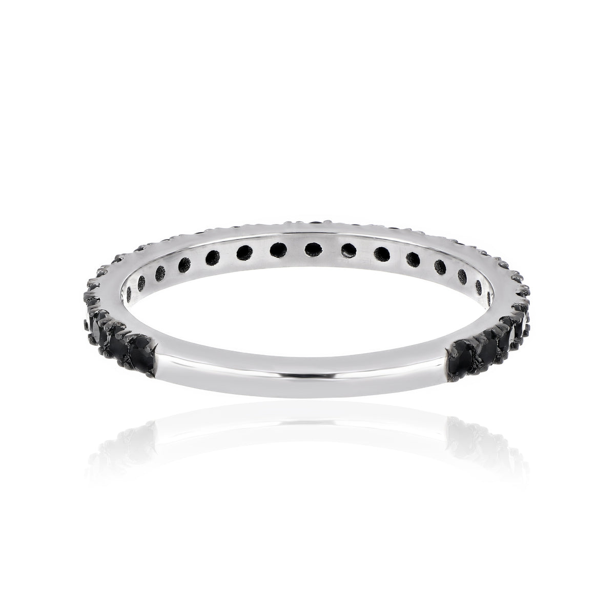 925 Sterling Silver Black Spinel Eternity Band Ring