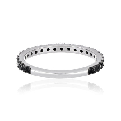 925 Sterling Silver Black Spinel Eternity Band Ring