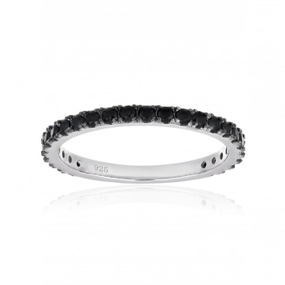 925 Sterling Silver Black Spinel Eternity Band Ring