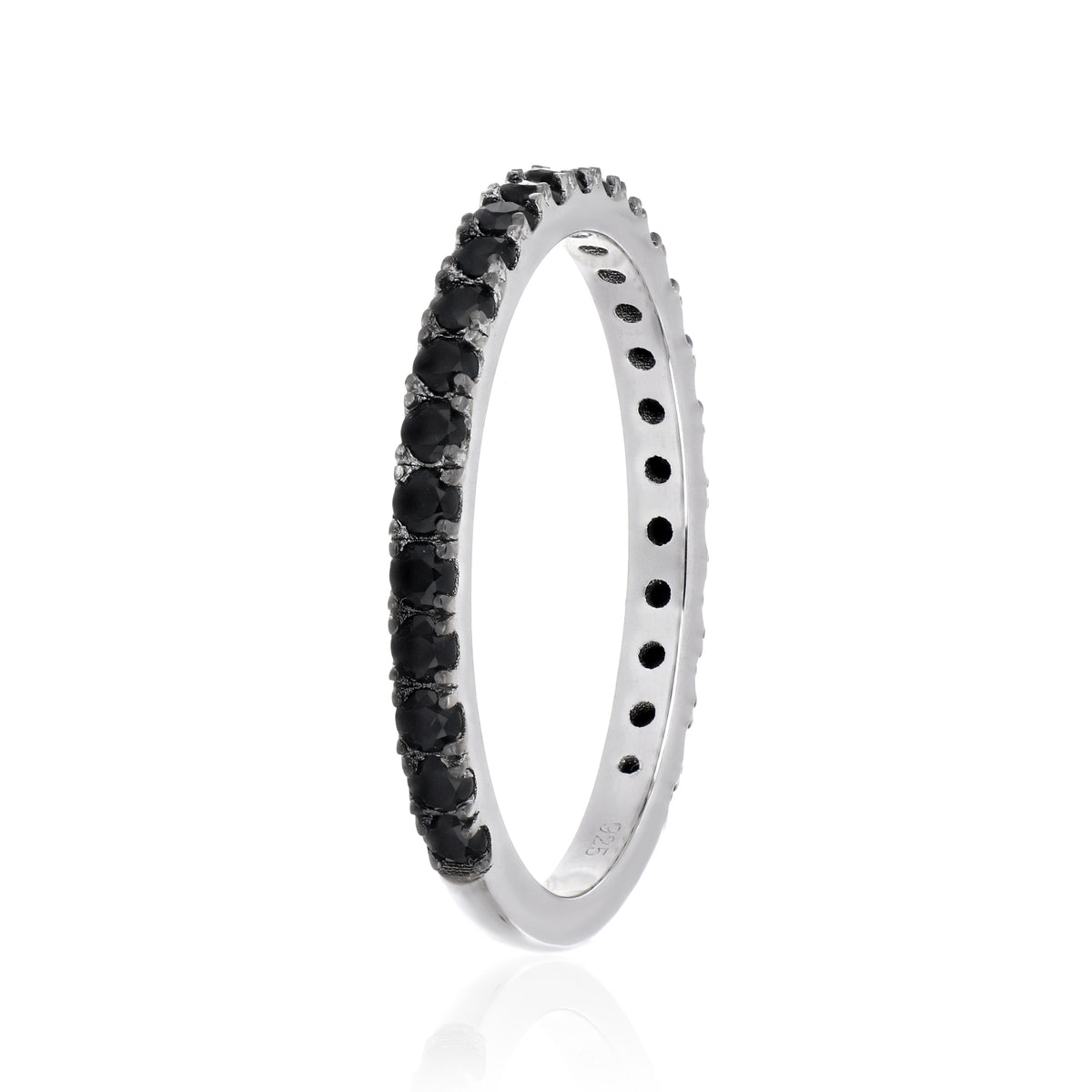 925 Sterling Silver Black Spinel Eternity Band Ring