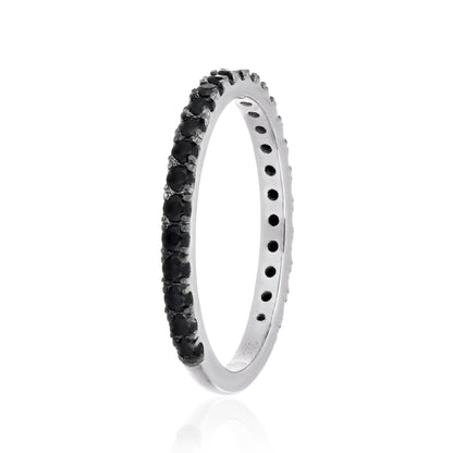 925 Sterling Silver Black Spinel Eternity Band Ring