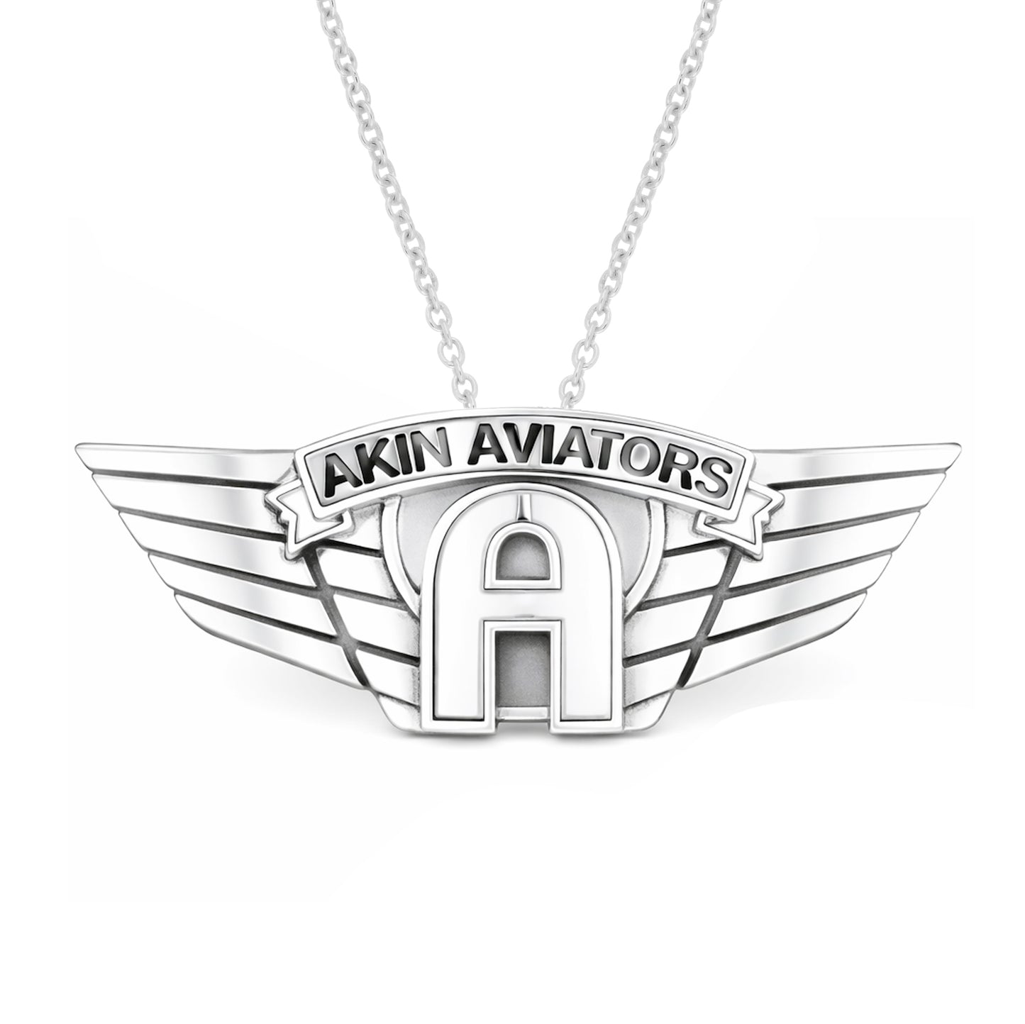 Akin Spirit Aviators Wing Logo Pendant with Oxidized