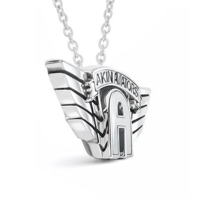 Akin Spirit Aviators Wing Logo Pendant with Oxidized